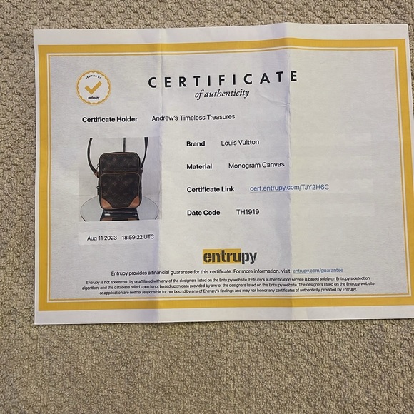 AUTHENTIC LOUIS VUITTON DANUBE CROSSBODY WITH COA FROM ENTRUPY - Picture 2 of 10